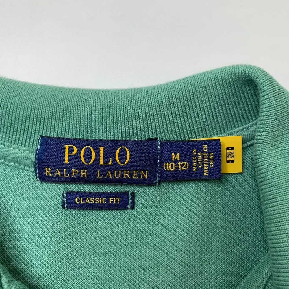 Polo Ralph Lauren Shirt Boys Youth M Medium Sage Classic Fit Droptail Hem